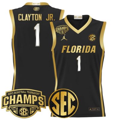 Florida Gators 2025 SEC Conference Tournament Champions Basketball Jersey - Black Gold Walter Clayton Jr.