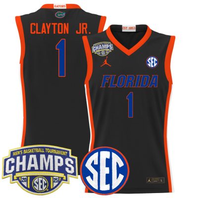 Florida Gators 2025 SEC Conference Tournament Champions Basketball Jersey - Black Walter Clayton Jr.