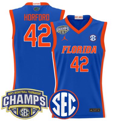 Florida Gators 2025 SEC Conference Tournament Champions Basketball Jersey - Royal Al Horford