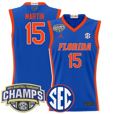 Florida Gators 2025 SEC Conference Tournament Champions Basketball Jersey - Royal Alijah Martin