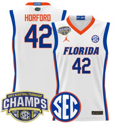 Florida Gators 2025 SEC Conference Tournament Champions Basketball Jersey - White Al Horford