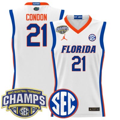 Florida Gators 2025 SEC Conference Tournament Champions Basketball Jersey - White Alex Condon