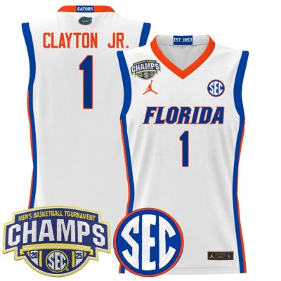 Florida Gators 2025 SEC Conference Tournament Champions Basketball Jersey - White Walter Clayton Jr.