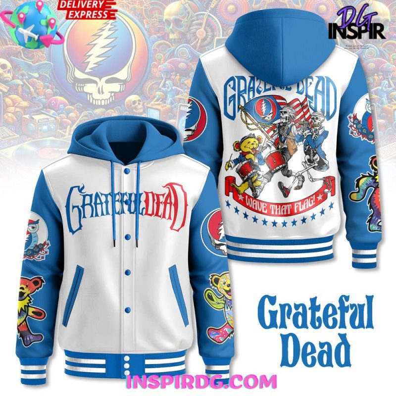 Grateful Dead Wave That Flag Hooded Baseball Jacket CHB1092