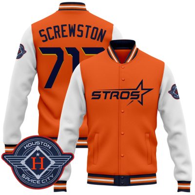 Houston Astros 2025 City Connect Baseball Jacket Varsity Jacket - Orange Screwston 713