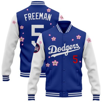 Los Angeles Dodgers Tokyo Series 2025 x Takashi Murakami Baseball Jacket Varsity Jacket - Royal White Freddie Freeman