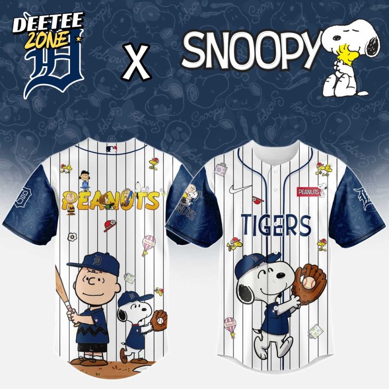 MLB Detroit Tigers Peanuts 75th Anniversary Baseball Jersey