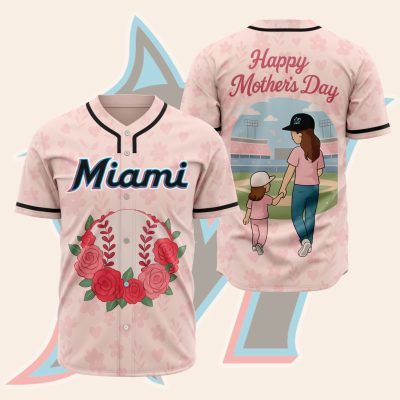 MLB Miami Marlins Happy Mother's Day Baseball Jersey