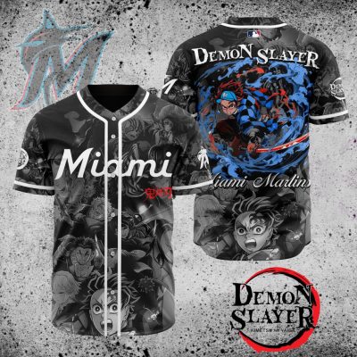 MLB Miami Marlins X Demon Slayer Baseball Jersey