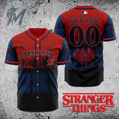 MLB Miami Marlins X Stranger Things Baseball Jersey