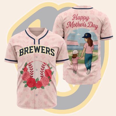 MLB Milwaukee Brewers Happy Mother's Day Baseball Jersey