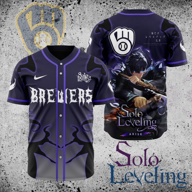 MLB Milwaukee Brewers X Solo Leveling Baseball Jersey