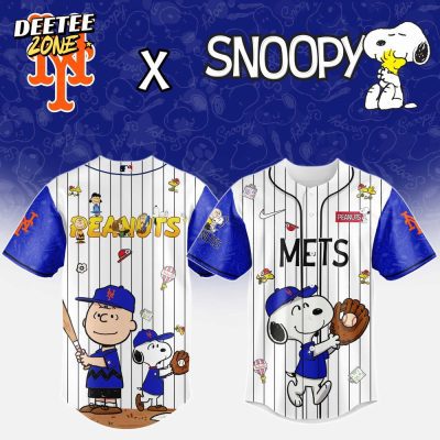 MLB New York Mets Peanuts 75th Anniversary Baseball Jersey