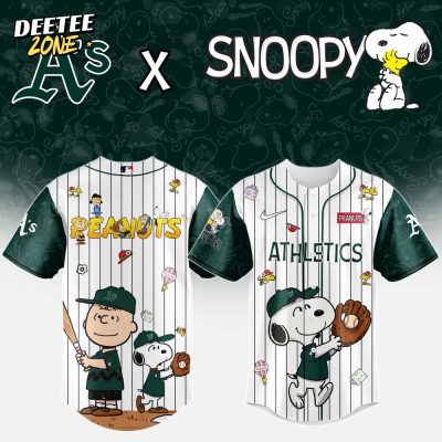 MLB Oakland Athletics Peanuts 75th Anniversary Baseball Jersey