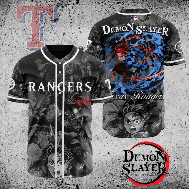 MLB Texas Rangers X Demon Slayer Baseball Jersey