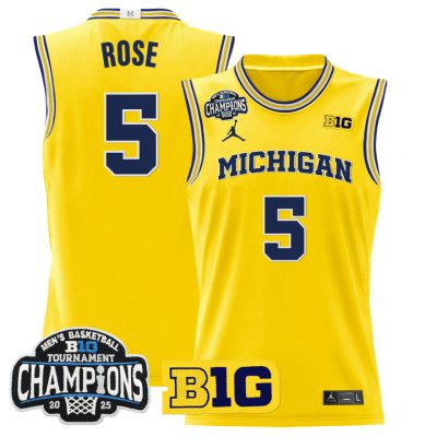 Michigan Wolverines 2025 Big Ten Conference Tournament Champions Basketball Jersey - Maize Jalen Rose