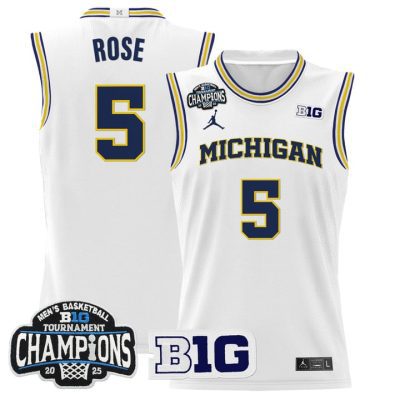 Michigan Wolverines 2025 Big Ten Conference Tournament Champions Basketball Jersey - White Jalen Rose