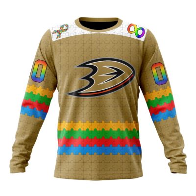 NHL Anaheim Ducks Special Autism Awareness Design Performance Long Sleeve Shirt