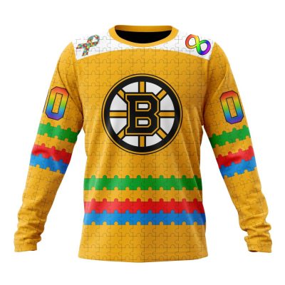 NHL Boston Bruins Special Autism Awareness Design Performance Long Sleeve Shirt