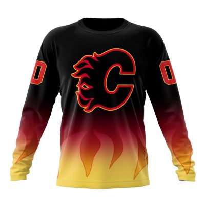 NHL Calgary Flames Special Bold Design Performance Long Sleeve Shirt