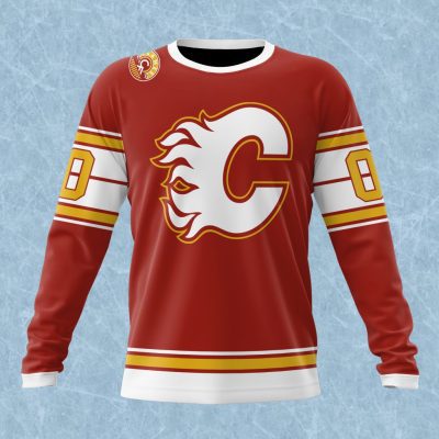 NHL Calgary Flames Special Colour Rush Design Performance Long Sleeve Shirt