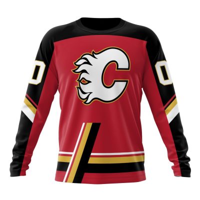 NHL Calgary Flames Special Reverse Retro Design Concept Performance Long Sleeve Shirt