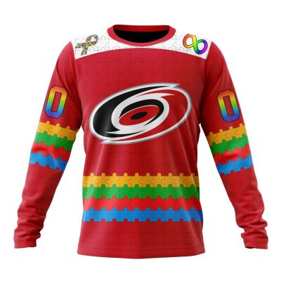 NHL Carolina Hurricanes Special Autism Awareness Design Performance Long Sleeve Shirt