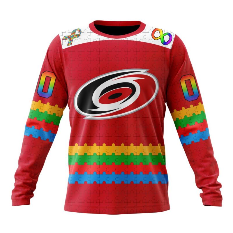 NHL Carolina Hurricanes Special Autism Awareness Design Performance Long Sleeve Shirt