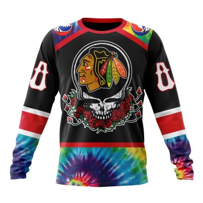 NHL Chicago Blackhawks Special Grateful Dead Design Performance Long Sleeve Shirt