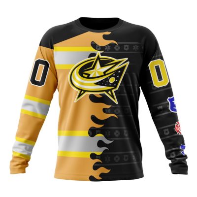 NHL Columbus Blue Jackets Special First Responders Design Performance Long Sleeve Shirt