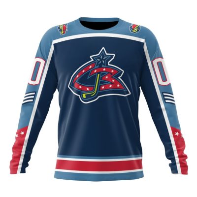 NHL Columbus Blue Jackets Special Reverse Retro Design Concept Performance Long Sleeve Shirt