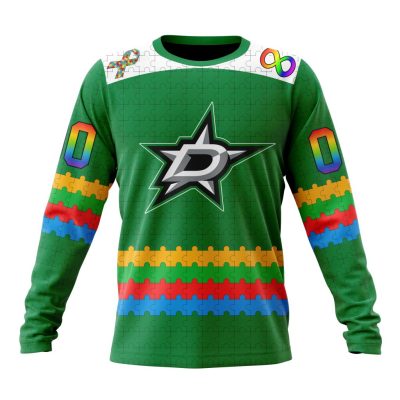 NHL Dallas Stars Special Autism Awareness Design Performance Long Sleeve Shirt