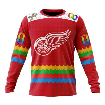 NHL Detroit Red Wings Special Autism Awareness Design Performance Long Sleeve Shirt