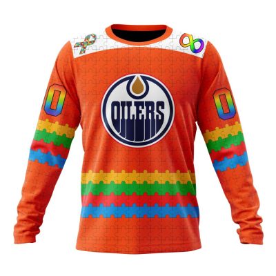 NHL Edmonton Oilers Special Autism Awareness Design Performance Long Sleeve Shirt