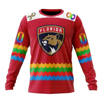 NHL Florida Panthers Special Autism Awareness Design Performance Long Sleeve Shirt