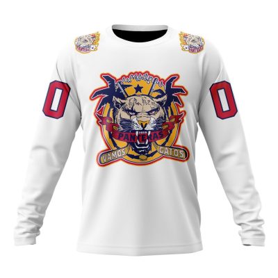 NHL Florida Panthers Special Vamos Gatos White Design Performance Long Sleeve Shirt