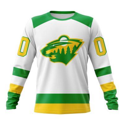 NHL Minnesota Wild Personalized Reverse Retro Design Performance Long Sleeve Shirt
