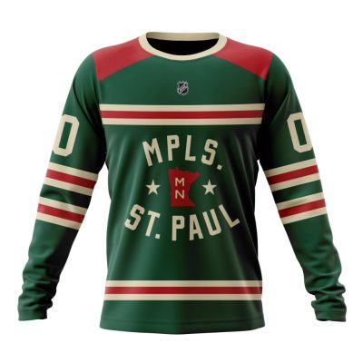 NHL Minnesota Wild Personalized Winter Classic Design Performance Long Sleeve Shirt