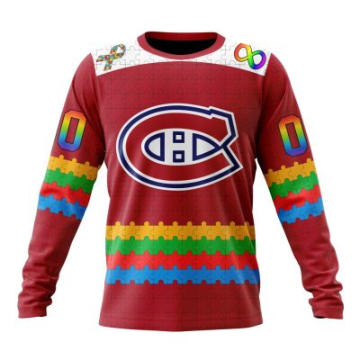 NHL Montreal Canadiens Special Autism Awareness Design Performance Long Sleeve Shirt