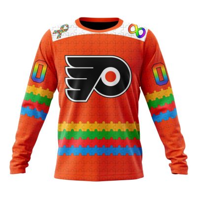 NHL Philadelphia Flyers Special Autism Awareness Design Performance Long Sleeve Shirt