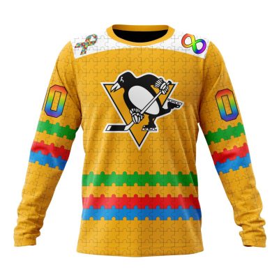 NHL Pittsburgh Penguins Special Autism Awareness Design Performance Long Sleeve Shirt