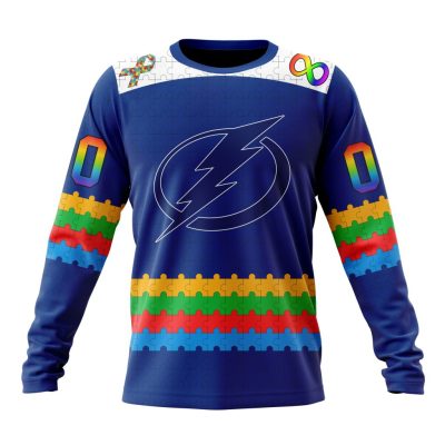 NHL Tampa Bay Lightning Special Autism Awareness Design Performance Long Sleeve Shirt