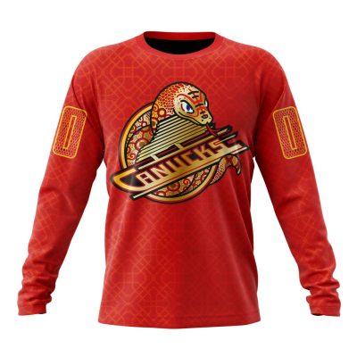 NHL Vancouver Canucks Lunar New Year 2025 Snake Design Performance Long Sleeve Shirt