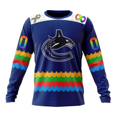NHL Vancouver Canucks Special Autism Awareness Design Performance Long Sleeve Shirt
