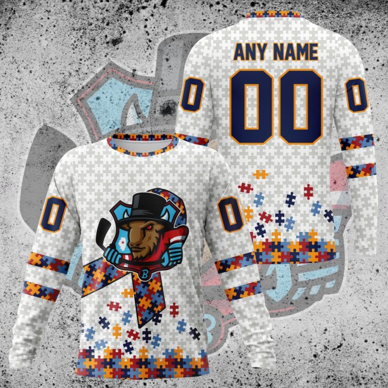 Premium ECHL Bloomington Bison Autism Awareness Performance Long Sleeve Shirt