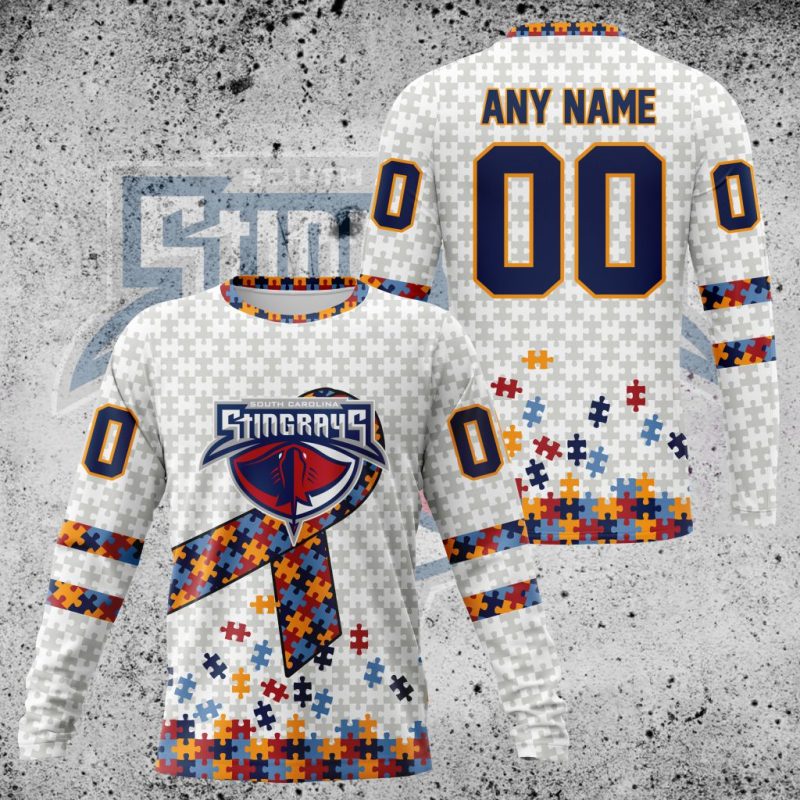 Premium ECHL South Carolina Stingrays Autism Awareness Performance Long Sleeve Shirt