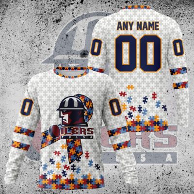 Premium ECHL Tulsa Oilers Autism Awareness Performance Long Sleeve Shirt