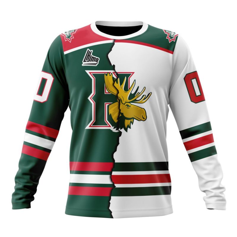 QMJHL Halifax Mooseheads Personalized Mix Design Performance Long Sleeve Shirt