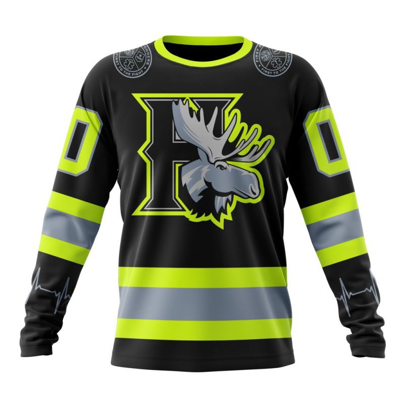 QMJHL Halifax Mooseheads Special Design Honoring Firefighters Performance Long Sleeve Shirt