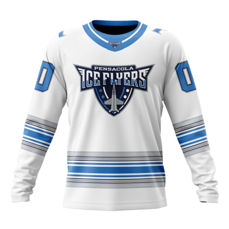 SPHL Pensacola Ice Flyers Personalized Away Design Performance Long Sleeve Shirt